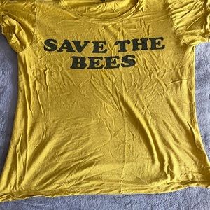 Save the Bees graphic gold t shirt